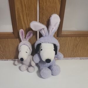 Peanuts Hallmark Lavender Snoopy Easter Bunny Plush Pair